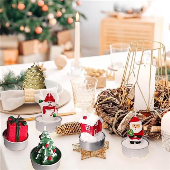 Set of 6 Christmas Candles Gift | Tealights Candles |  Christmas Decorations - Picture 2 of 9